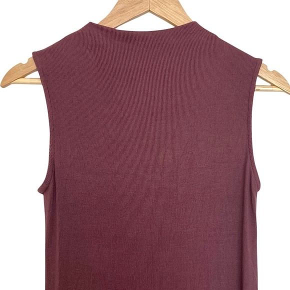 AMOUR VERT Ribbed Maxi Dress Sleeveless Side Slits Modal Blend Raisin Brown - Picture 7 of 10